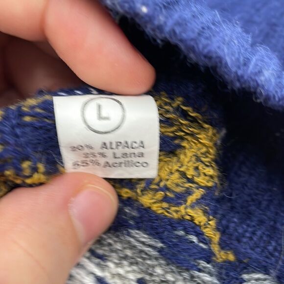 Navy blue patterned zip up mayfra sweaters sweater - Picture 4 of 8